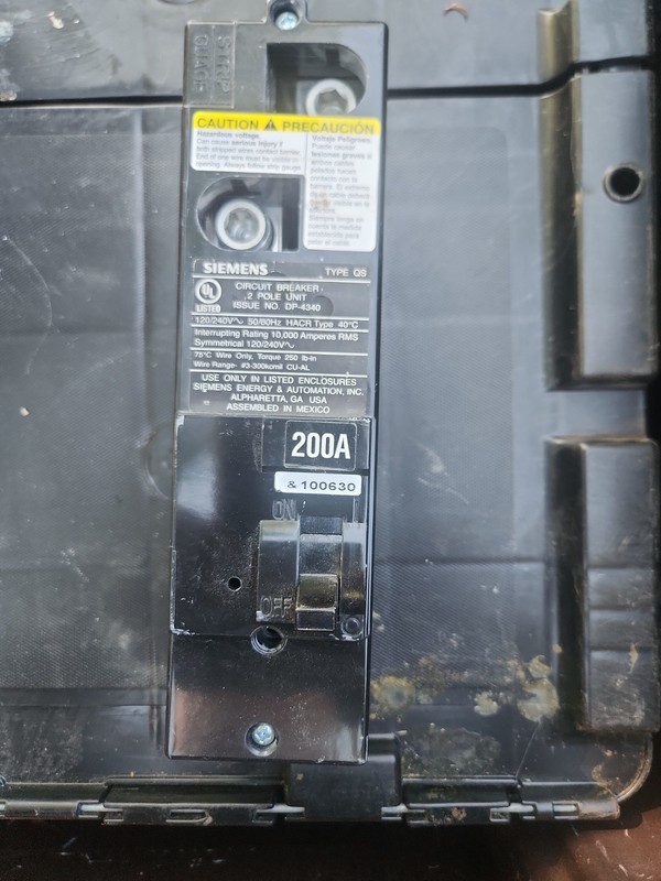 Siemens 200 Amp Type QSH 2 Pole Circuit Breaker 240V Top Feed Circuit Breaker