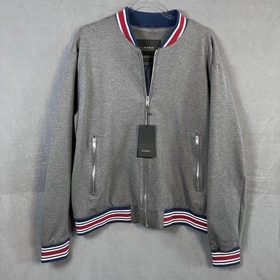 Zara Men's Bomber Jacket Full Zip XXL Gray NWT