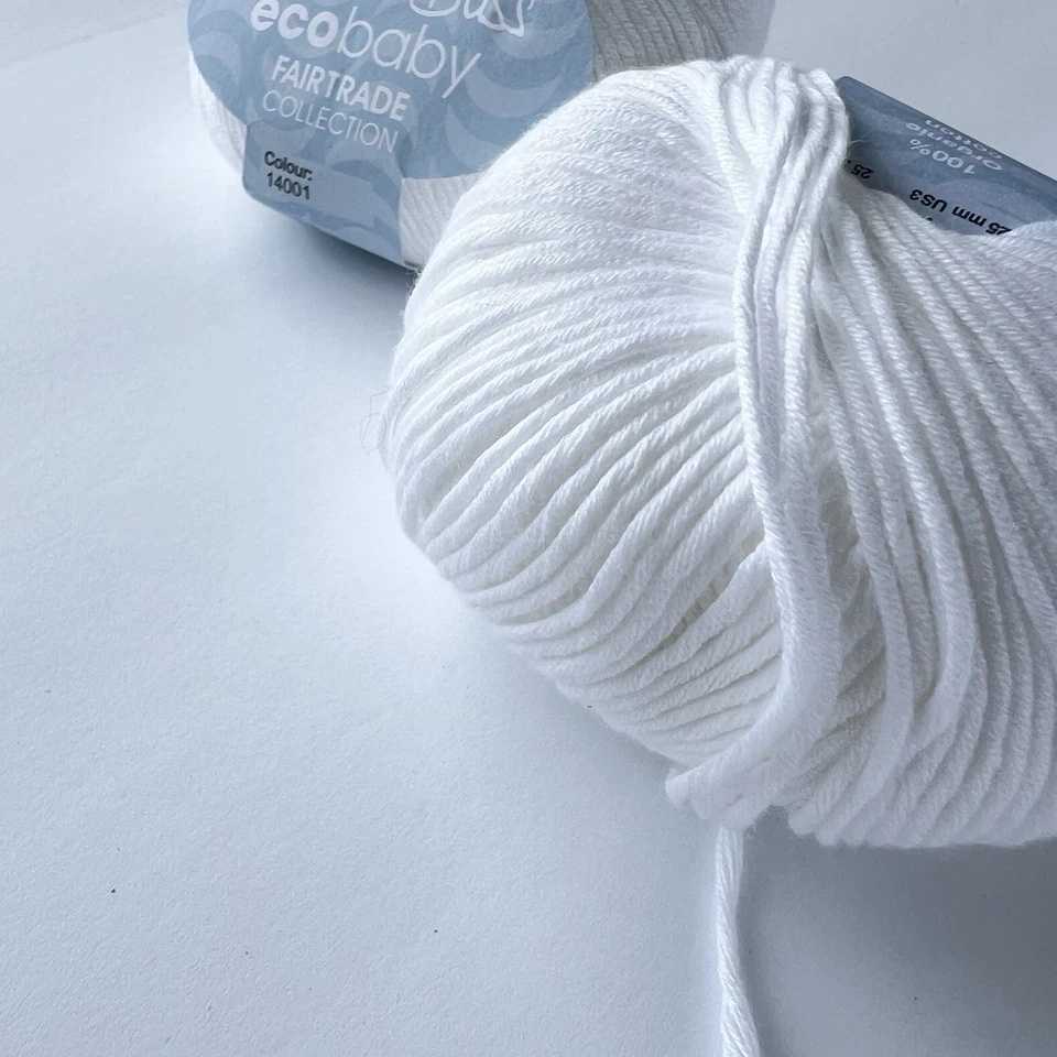 Пряжа Debbie Bliss Ecobaby коллекция Fairtrade белый органический хлопок 50 г/125 м новая - Изображение 3 из 4
