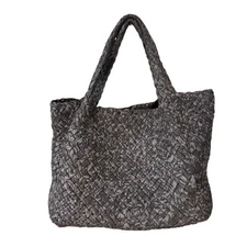 Falor Firenze Large Tote Carryall Handbag Grey Hand Woven Leather Flaw