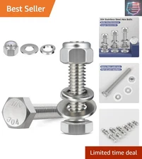 12 Sets 1/4-20 x 2-1/2" Hex Head Screw Kits - Rust-Proof 304 Stainless Steel
