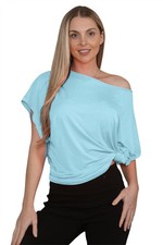 Womens Oversized T Shirt Top Short Sleeve Tie Knot Bardot Off Shoulder Crop Top