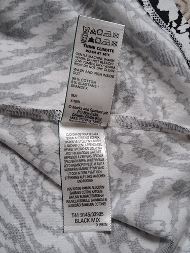 M&S Collection Stretch Baumwolle dünn leicht U-Boot Ausschnitt schwarz Mix Top Gr. 10 - Bild 11 von 12