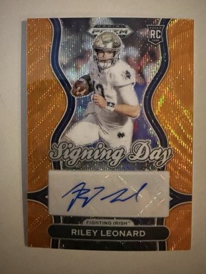 2025 Panini Prizm Draft Picks - Riley Leonard #SD-RLD Auto /75 Orange Wave Prizm