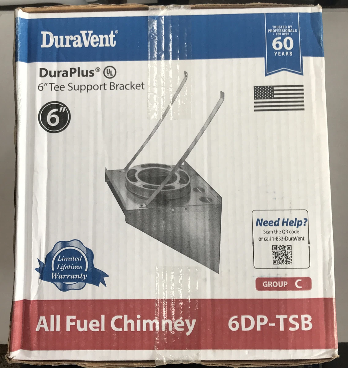 M u0026amp; G Duravent 6DP-TSB 6 Inch Dura-Vent Dura/plus Tee Support  Galvanized Steel | eBay