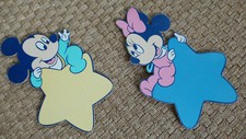 Vintage Disney Baby Mickey Mouse  Minnie Mouse Wall Hanging Plaques Set of Two