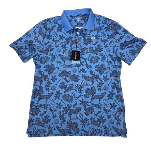 Good Good Golf Moonlight All Over Print Polo Size Large SOLD OUT Blue Stretch
