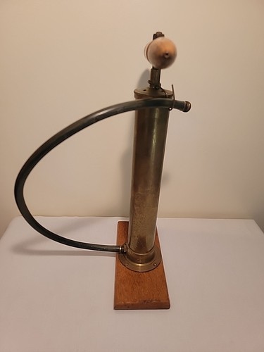Vintage Antique Brass Bicycle Tire Pump With Oak Wood Handle Working - Picture 13 of 24