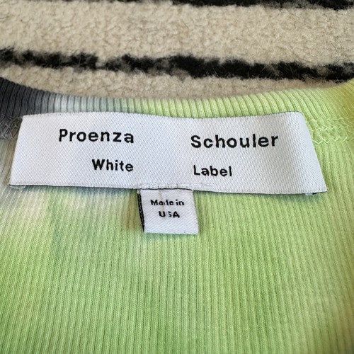 Proenza Schouler White Label Tie Dye Long Sleeve Shirt Ribbed Green Navy Size S - Picture 2 of 9