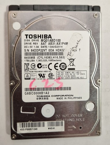 Disque Dur Portable TOSHIBA 1 To - Modèle MQ01ABD100 2.5" - Testé Fonctionnel - Occasion