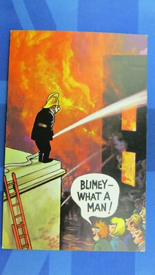 Saucy Bamforth Comic Postkarte 70er Jahre Feuerwehrmann Feuerwehr Schlauch schwer zu finden Nr 5