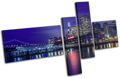 San Francisco Skyline Night City MULTI Leinwand Kunst Bild drucken