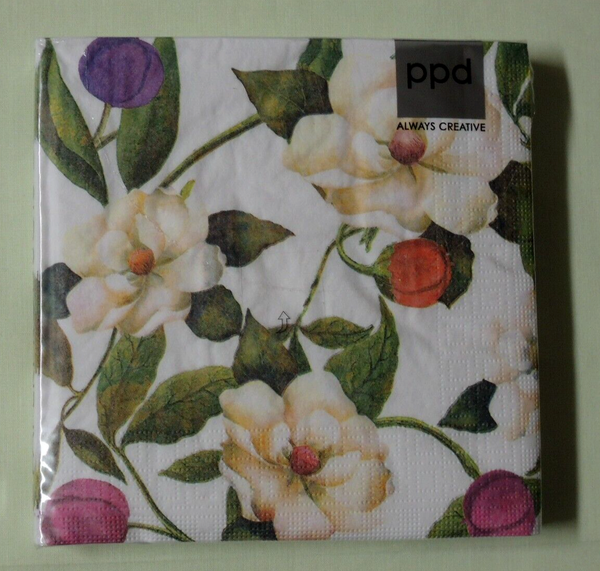 20 Servietten Magnolien 1 Packung Ovp Ppd Motivservietten Blumen BlüTen Ranken-image