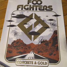 SIGNED Foo Fighters - Concrete and Gold Promo poster autographed rare