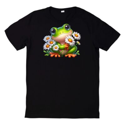 Cute Frog With Daisy T Shirt