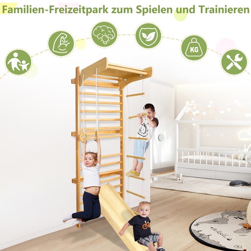 Kletterwand Klettergerüst Sprossenwand Kinder Turngeräte mit Klimmzugstange Neu - Bild 6 von 12
