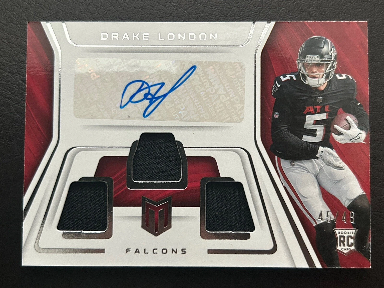 Drake London 2022 Chronicles Momentum Tri Patch RPA /49 Rookie Auto