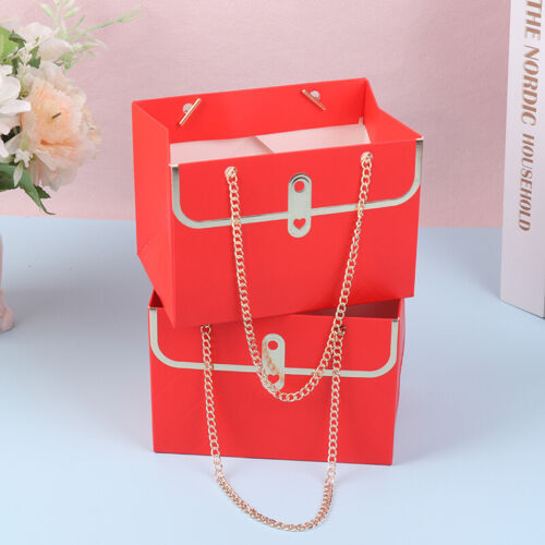 Portable Flower Box Foldable Paper Hand Gift Bag Kraft Handbag Wedding Gift BWR - Bild 1 von 12