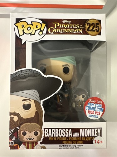 Funko Pop Pirates Of The Caribbean 225 Barbossa With Monkey 1000 LE Nycc 2016 - Foto 2 di 11