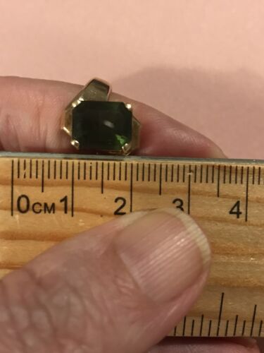 Anillo Moldavita Oro Amarillo 10k Talla 5 piedras preciosas de corte esmeralda de 3,7 gramos - Imagen 17 de 20