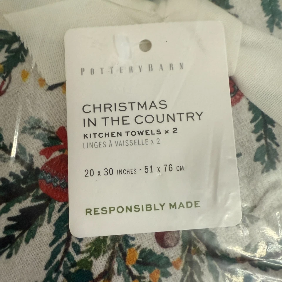 JUEGO DE 2 TOALLAS DE COCINA DE GRANERO DE CERÁMICA NAVIDAD EN EL PAÍS ~ TÉ DE MANO PARA INVITADOS Foto 4 de 4