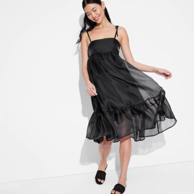 Women's Organza Midi Babydoll Dress - Wild Fable - Black - Medium - F15`