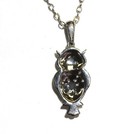 New 925 Sterling Silver .06ct diamond Owl pendant necklace 2.2g  18" . — photo 3