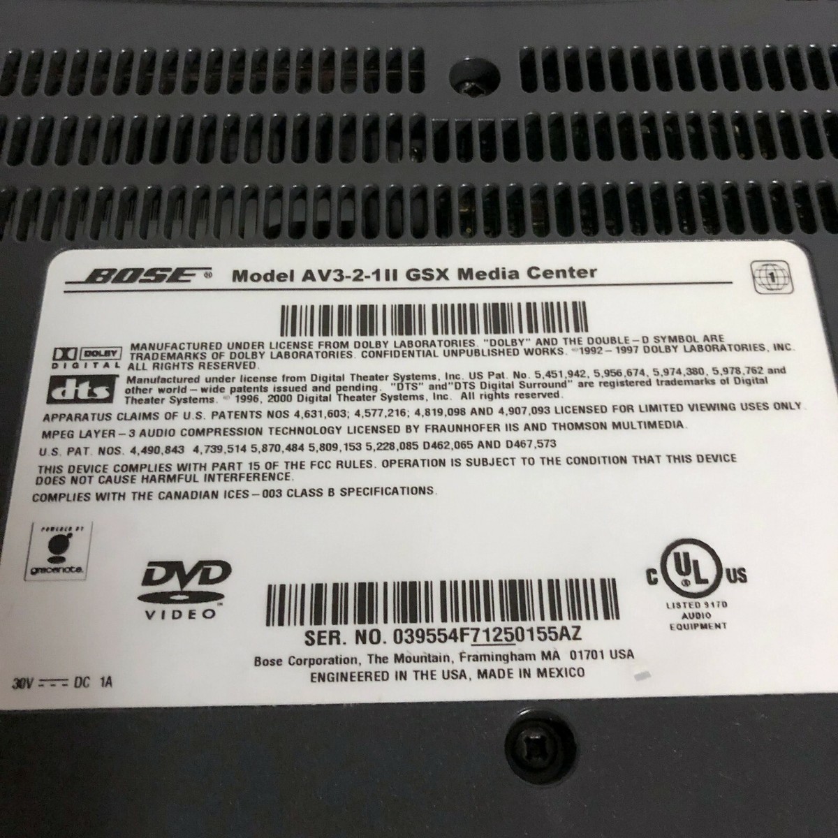 Bose AV3-2-1 GSX series II Media center only - AV 321 II GSX