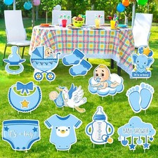 12 Pcs Blue Baby Shower Yard Decoration Its a Boy Outdoor Sign with blue