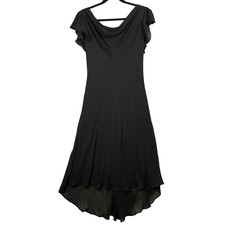 Y2K VTG SL Fashions Whimsigoth Fairy Dress Grunge 14 Black  90s Chiffon Cow Neck