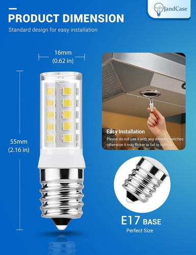 Microwave Light Bulbs Under Hood, Ceramic E17 LED Bulbs 40 Watt Equivalent, D... - Picture 3 of 7