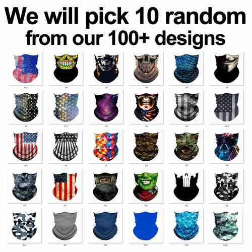 Neck Gaiter Balaclava Ski Fishing Bandana 10 Pack Wholesale Lot $9.95 $1 Each - Picture 11 of 239