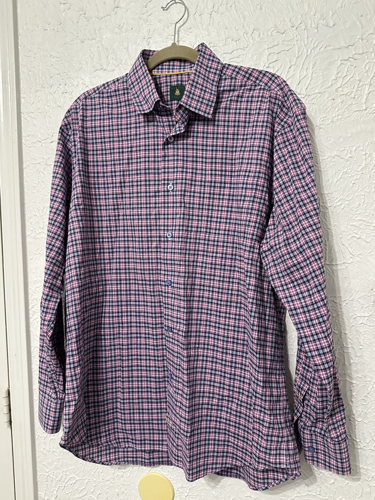 Robert Talbott Mens Shirt Large Button Up  Plaid … - image 3