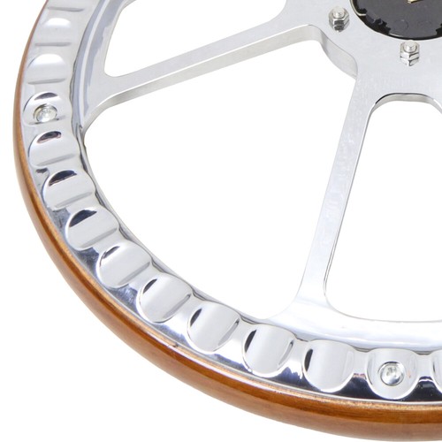 NUOVO 14" Volante Billet Vero Legno Mogano/Pelle Nera Mezzo Rivetto Avvolgente - Foto 57 di 125