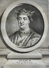 HENRY II KING OF ENGLAND (1133-1189) PORTRAIT ENGRAVING 1770