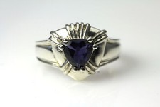 Sterling Silver 925 Blue Trillion Cut Stone Size 5 Ring 3.8 Grams RIN3896