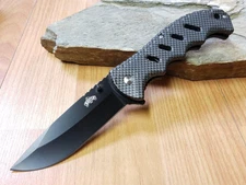 8" Spring Assisted Black Carbon Folding Pocket Knife Folder Tactical EDC A046CF