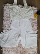 Three Dots Crochet Top Jumpsuit White Size XS