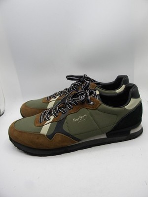 PEPE JEANS London Men's Sneakers Olive & Black & Brown Size EU 46 US 12