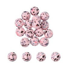 15 Pcs Silicone Round Beads, 15mm Camouflage Beads, Camo Pink