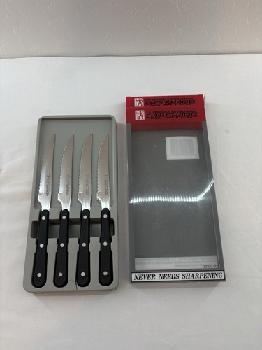 JA Henckels 4 Pc Eversharp Steak Knife Set Knives Stainless Steel Serrated