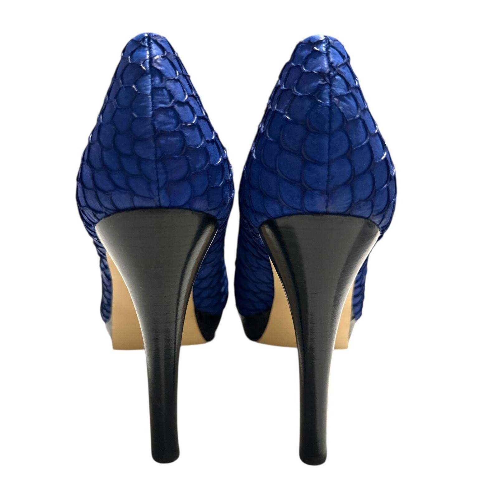 Calvin Klein Kendall Cobalt Blue Leather Fish Skin Shoe Size 6.5 Med thumbnail 4