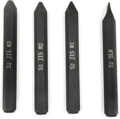 JIS B4633 Impact Screwdriver Bits Set 5/16'' Hex S2 Steel 75mm Japanese Vehicles