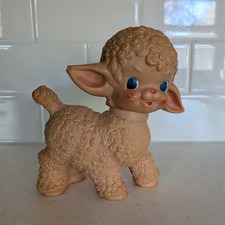 Sun Rubber Co 1955 Lamb Peach pink vintage toy