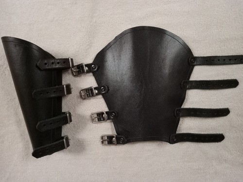 Leather Gauntlets Cosplay, Black Metal, Renaissance