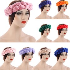 Satin Turban Twist Braids Headband Elastic Head Hair Band Stretch Elastic Women