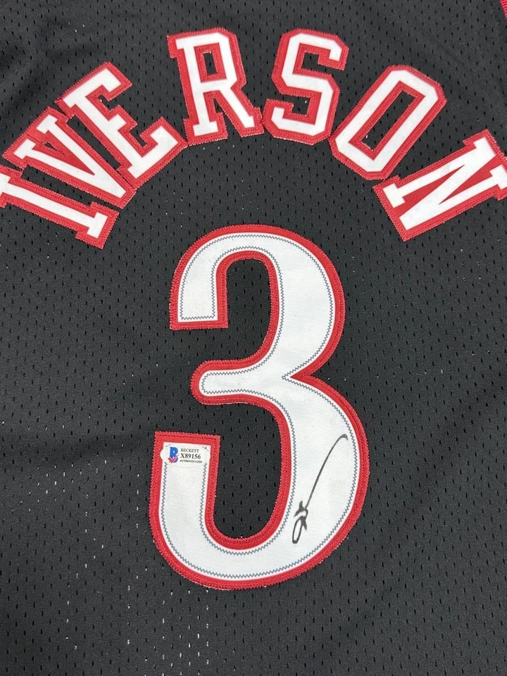 Allen Iverson Black Jersey #3 Philadelphia 76ers Signed Autographed BECKETT COA - Image 3 of 4