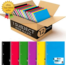 Spiral Notebooks 12 Pack 1 Subject Notebook Wide Ruled 70 Sheets 8 X 10-1/2"