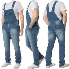 Enzo Jeans Dungarees Mens Denim Overalls Jumpsuit Heavy Duty Workwear Dungaree