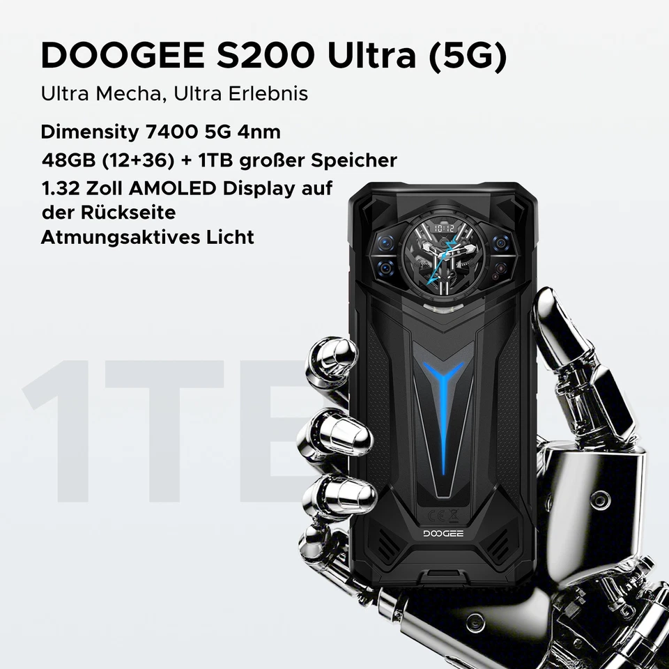 DOOGEE S200ULTRA 5G Outdoor Handy Ohne Vertrag 48GB+1TB Android 15 Smartphone DE - Bild 2 von 4
